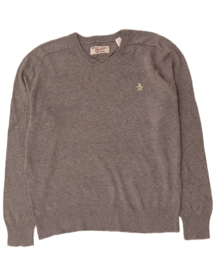 Maglione da uomo con scollo a V Penguin grande grigio