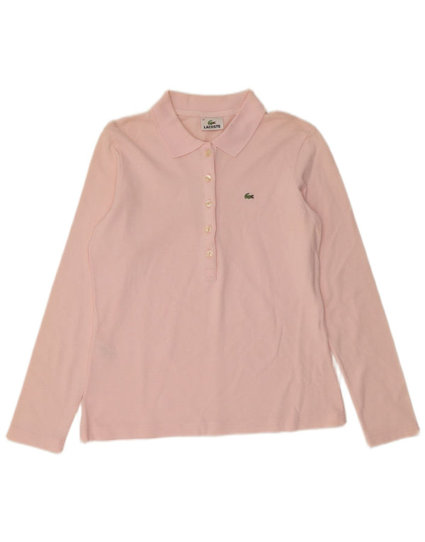 Polo da donna a maniche lunghe Lacoste taglia 42 grande in cotone rosa
