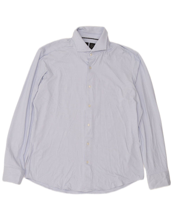 HUGO BOSS Mens Regular Fit Shirt Large Blue Spotted Polyester