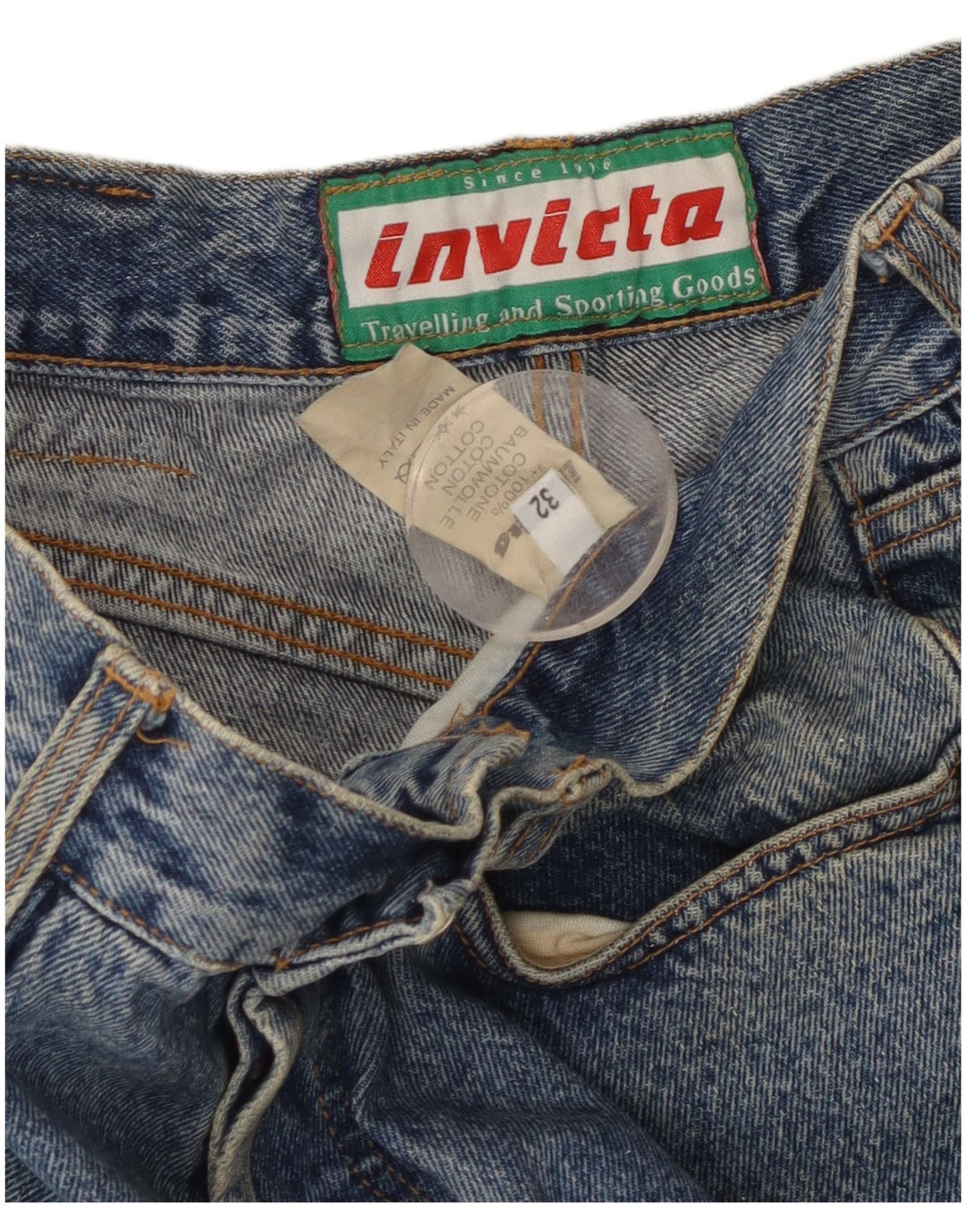 Jeans dritti ritagliati da uomo Invicta W32 L24 cotone blu