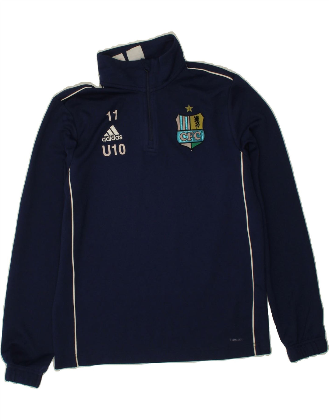 ADIDAS Boys Climalite Pullover Tracksuit Top 11-12 Years  Navy Blue Vintage Adidas and Second-Hand Adidas from Messina Hembry 