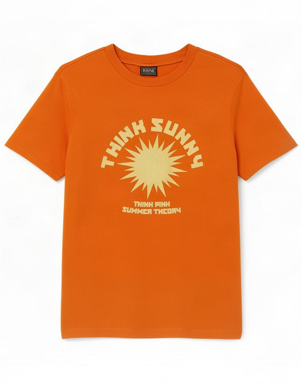 Think Pink T-shirt grafica da donna UK 14 Large Arancione Cotone
