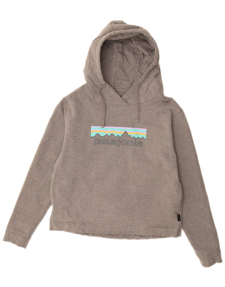 PATAGONIA Felpa con cappuccio grafica da donna vestibilità regolare UK 14 Grigio medio