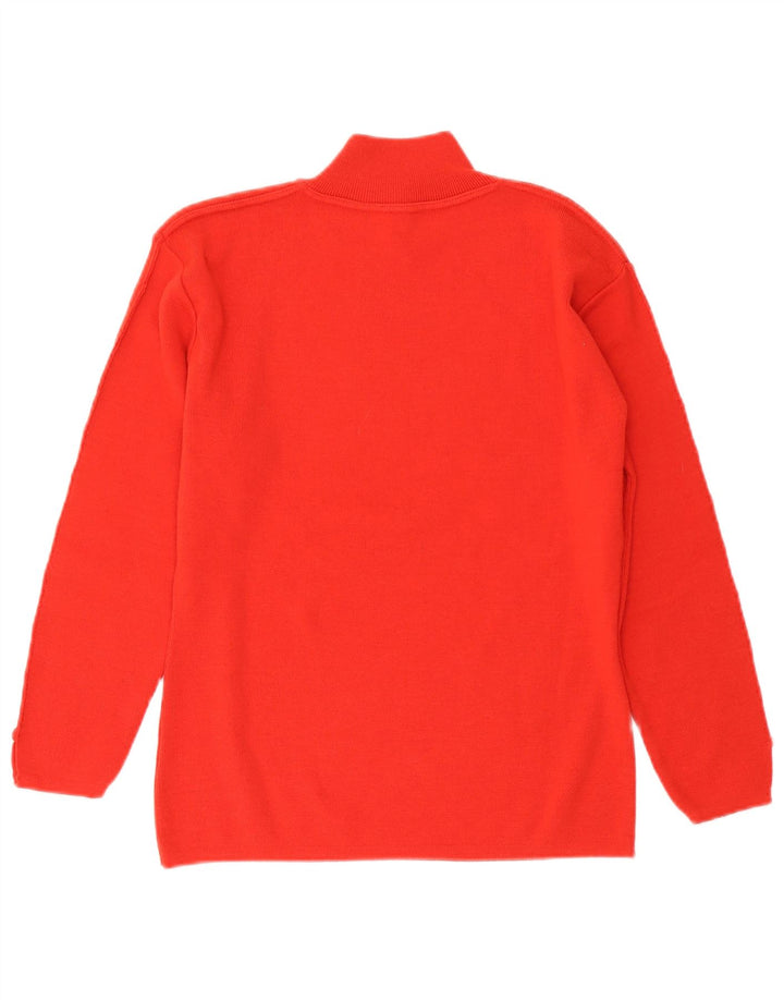 Maglione maglione vintage da donna con collo dolcevita UK 14 grande lana arancione