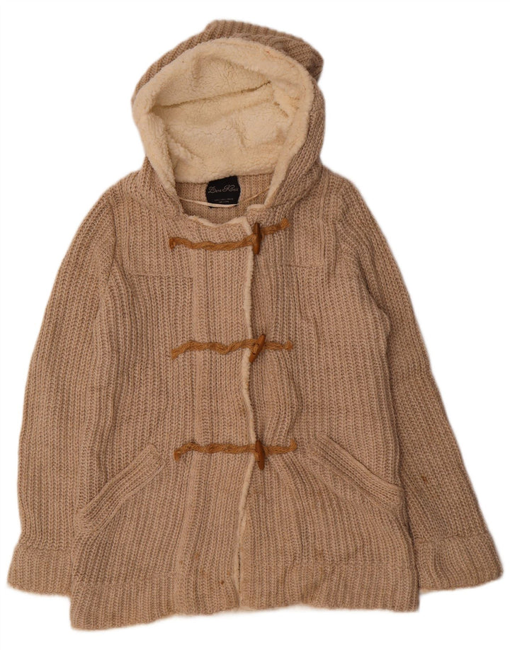 Maglione cardigan con cappuccio da donna Zara UK 16 grande poliestere beige