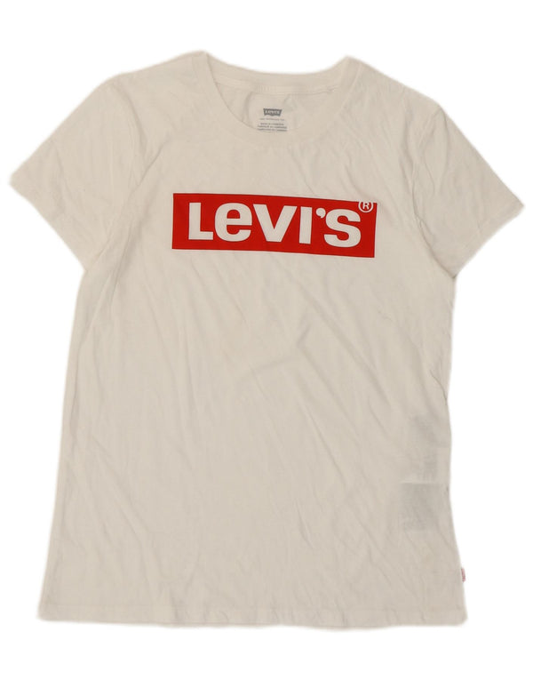T-shirt grafica da donna Levi's Top UK 6 XS cotone bianco