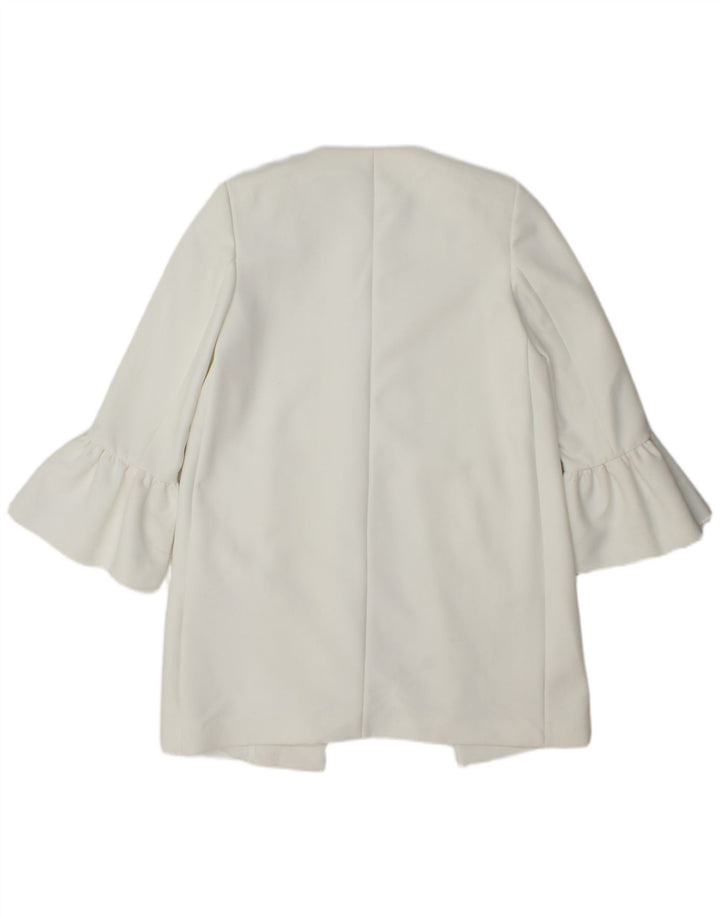 ZARA Womens Oversized Open Overcoat UK 6 XS White Polyester