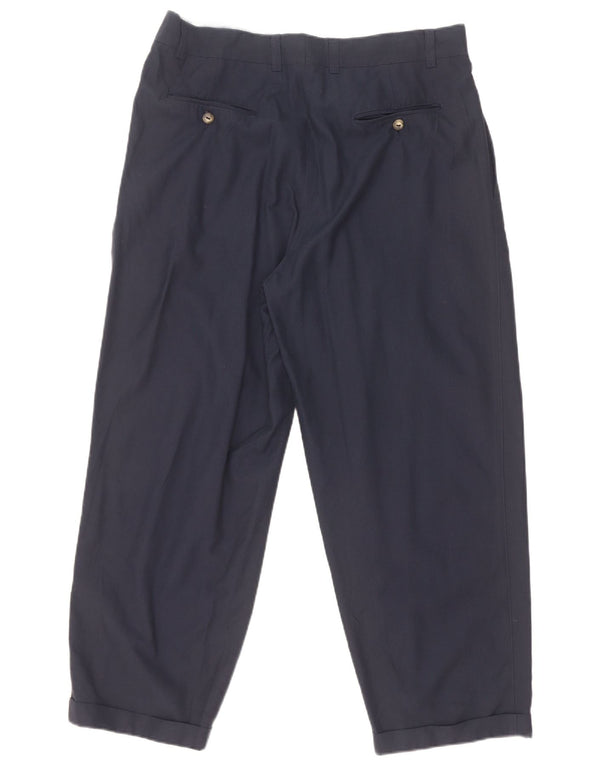 Pantaloni chino vintage da uomo con pegged IT 50 Large W32 L27 in cotone blu navy