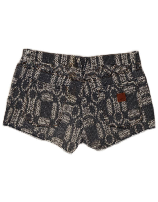 Pantaloncini di jeans da donna Roxy US 7 Medium W30 Blu geometrico