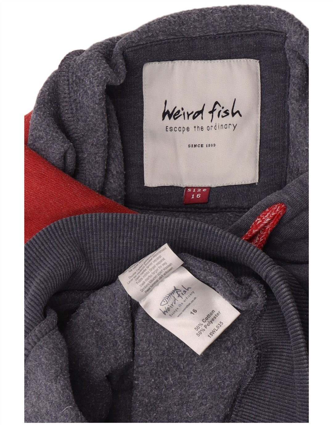 Maglione con cappuccio grafico da donna Weird Fish UK 16 grande cotone blu