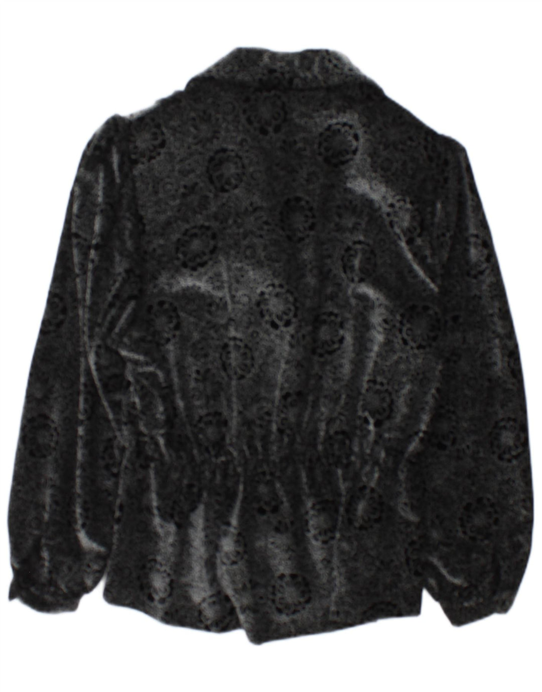 Giacca blazer vintage da donna a 2 bottoni UK 14 medio nero floreale