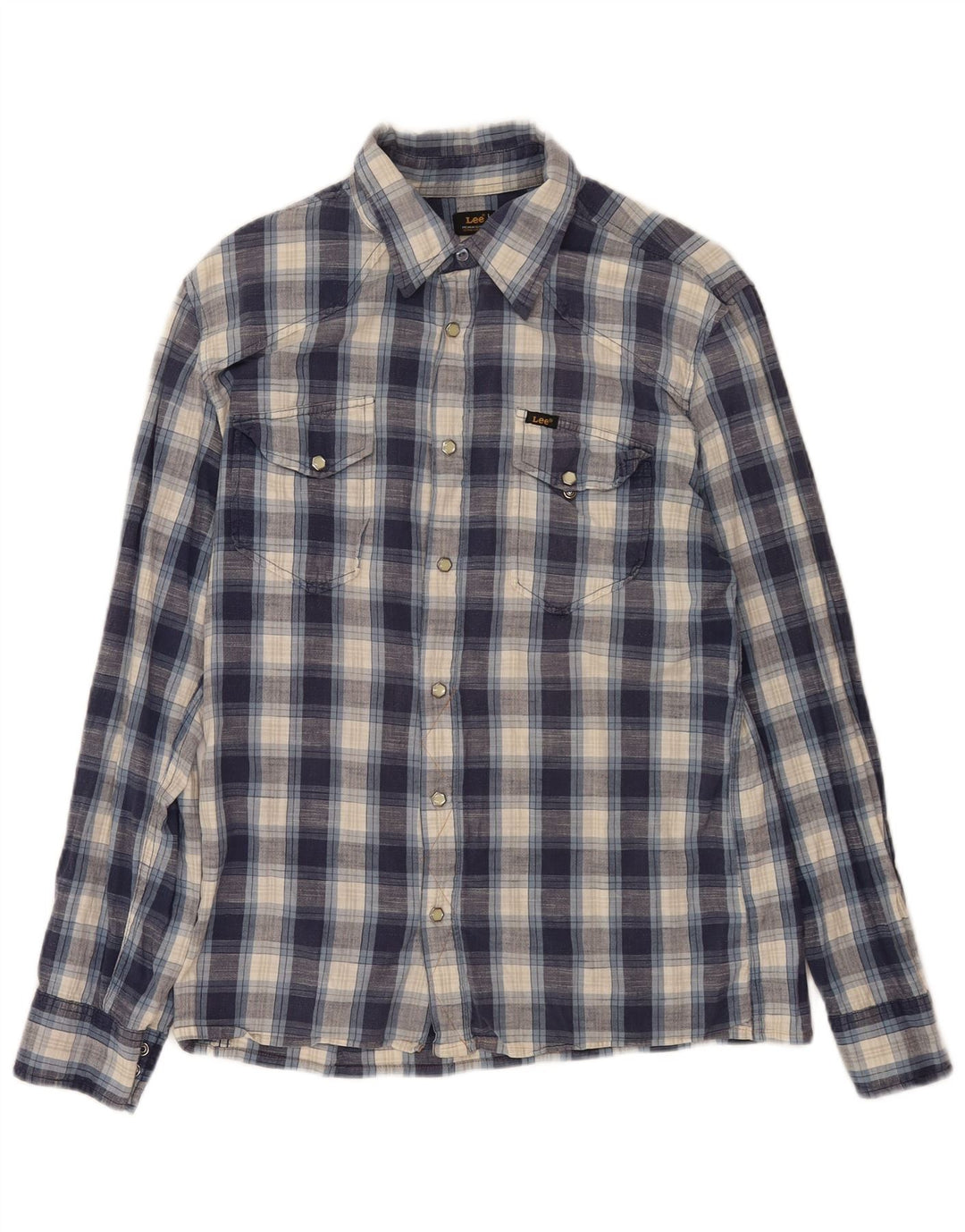 Camicia grafica da uomo Lee in cotone a quadri grandi blu