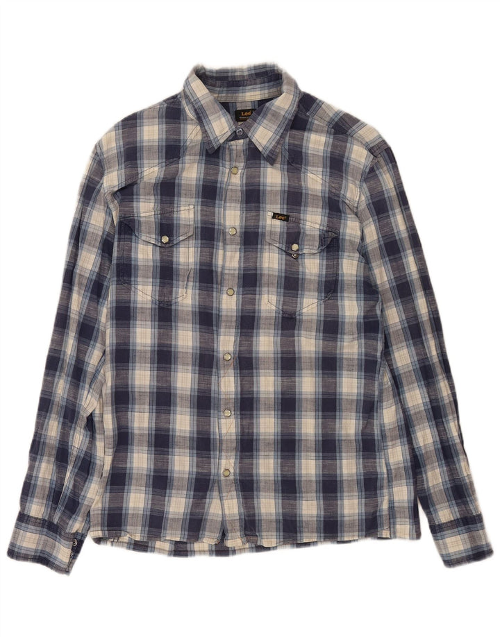 Camicia grafica da uomo Lee in cotone a quadri grandi blu