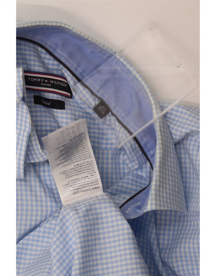 Camicia sartoriale da uomo Tommy Hilfiger taglia 40 15 3/4 percalle blu medio