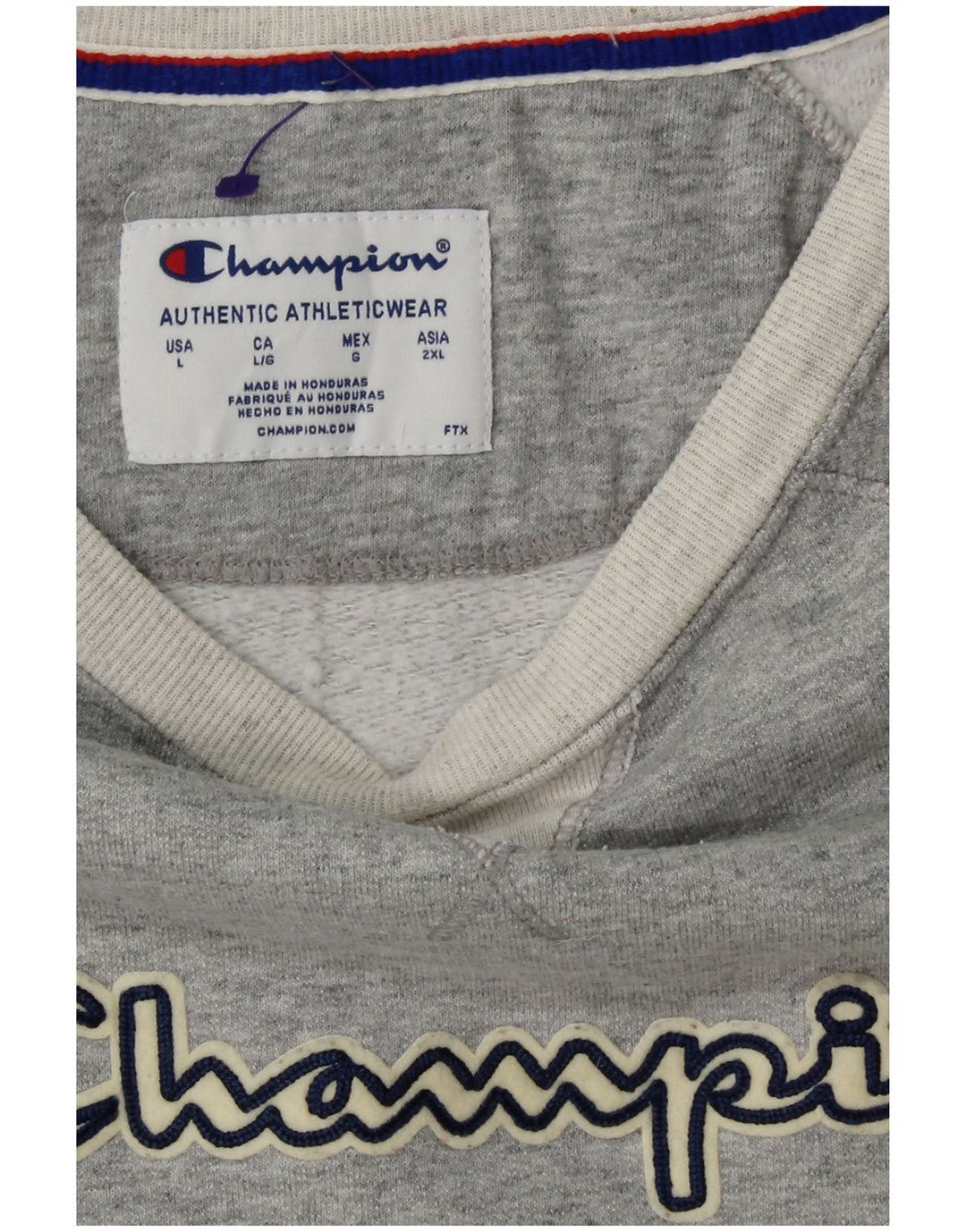 Felpa con grafica da donna CHAMPION Maglione UK 16 Large Grigio