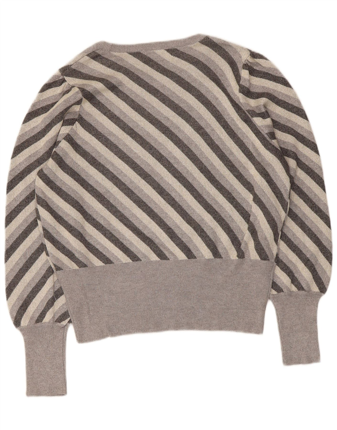 Maglione maglione con scollo a barca da donna Marks & Spencer UK 16 grandi righe grigie