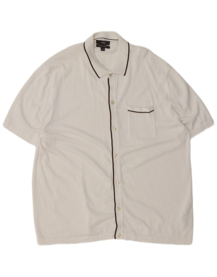Maglione cardigan a maniche corte da uomo Marks & Spencer 2XL bianco modal