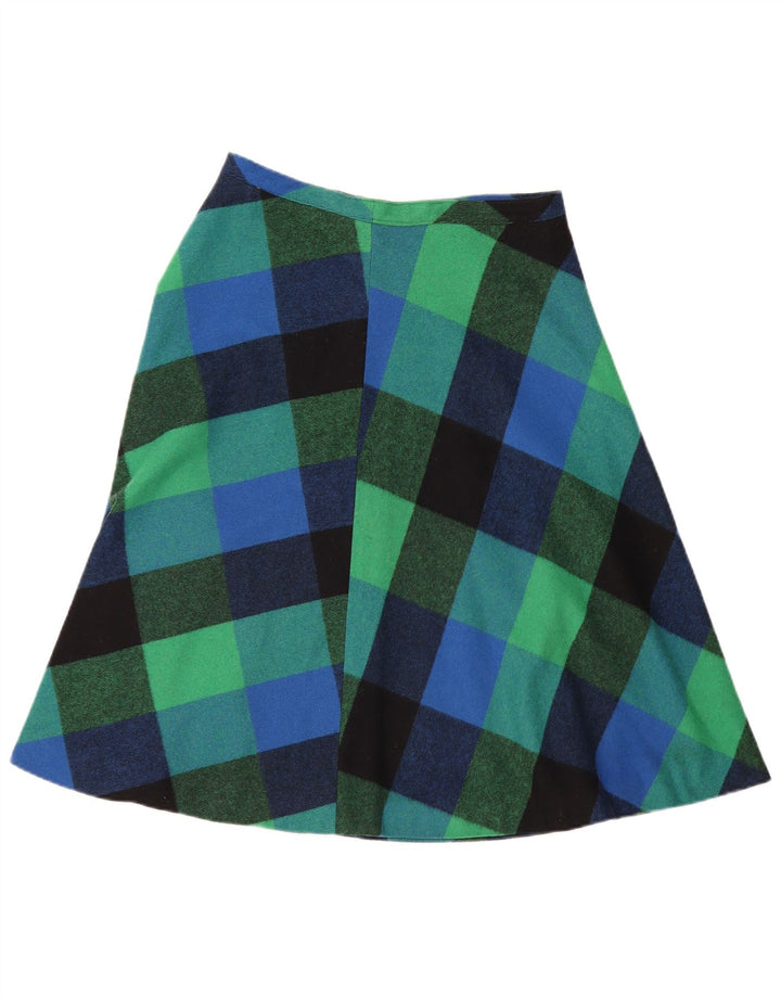 Gonna a trapezio da donna vintage W32 grande percalle verde