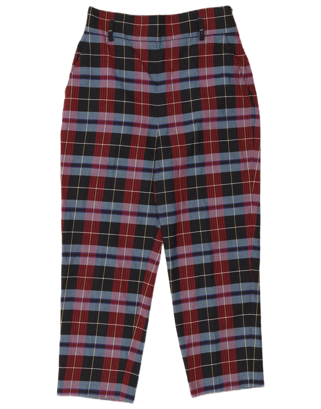 Pantaloni corti affusolati Zara da donna grandi W30 L25 poliestere a quadri rossi