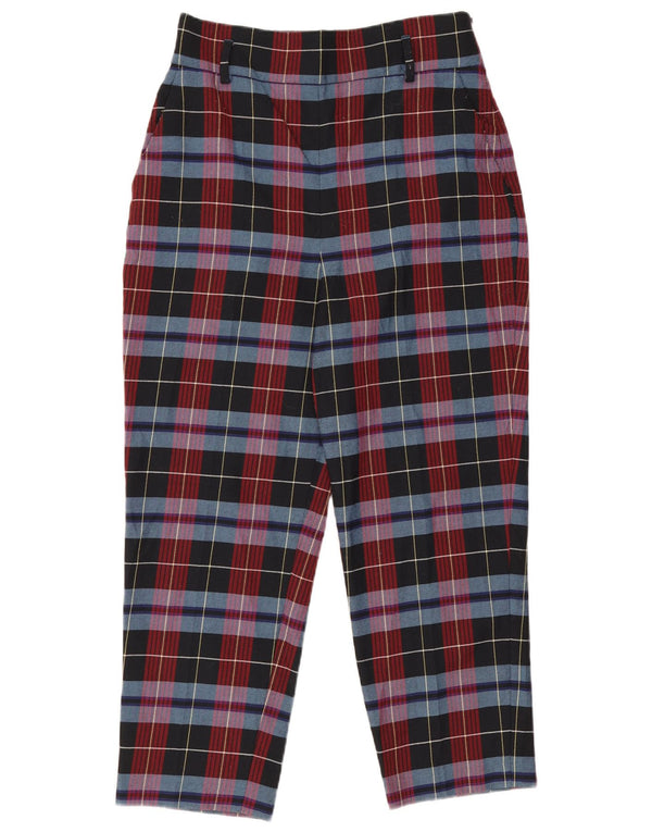 Pantaloni corti affusolati Zara da donna grandi W30 L25 poliestere a quadri rossi