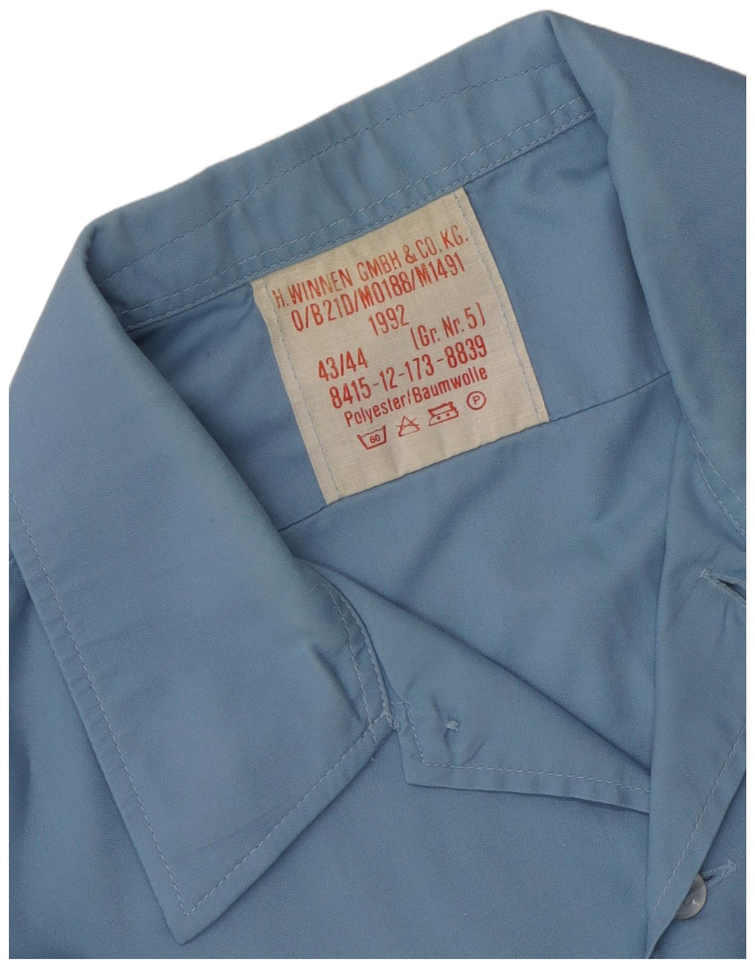 Camicia militare vintage da uomo taglia 43/44 grande poliestere blu