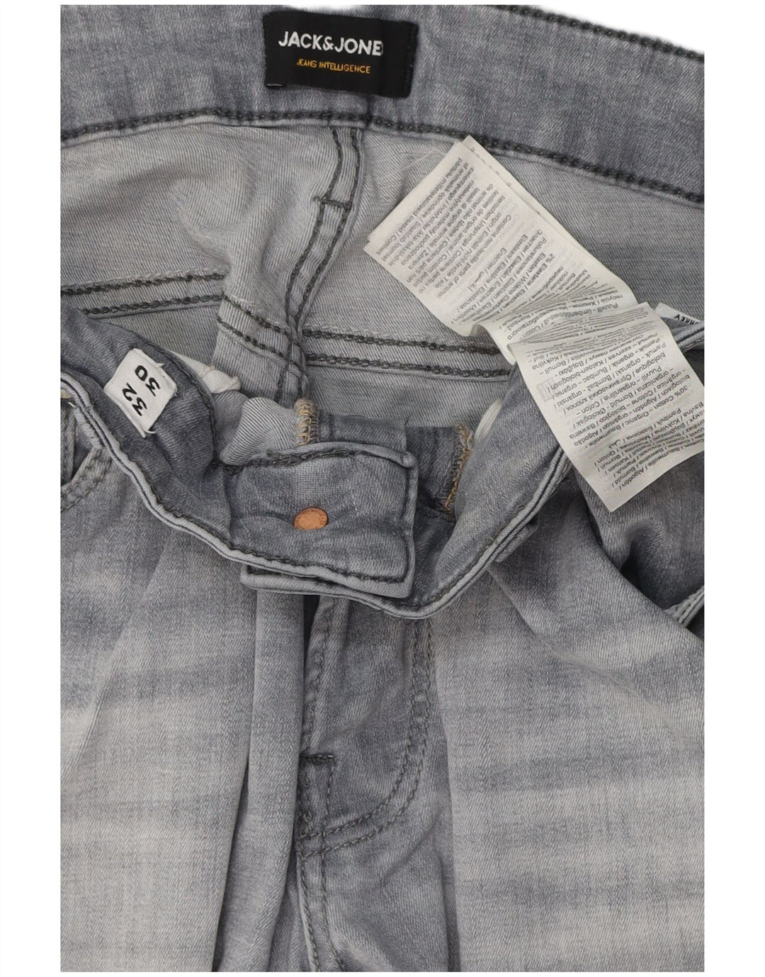 Jeans slim da uomo Jack & Jones W32 L30 cotone grigio