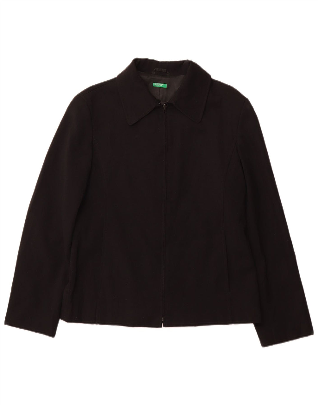 BENETTON Womens Blazer Jacket IT 42 Medium Black Polyester