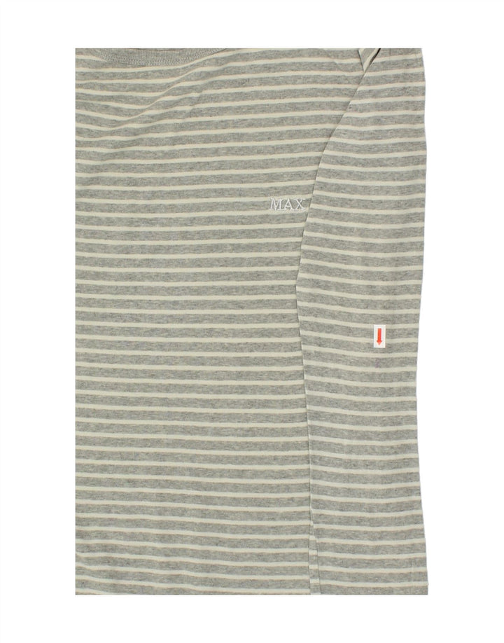MAX & CO. Womens Top Long Sleeve UK 12 Medium Grey Striped Cotton Vintage Max & Co. and Second-Hand Max & Co. from Messina Hembry 