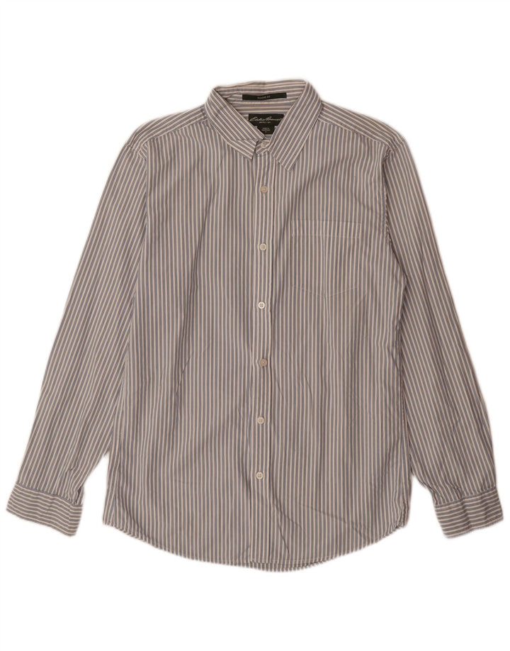 EDDIE BAUER Camicia da uomo classica vestibilità piccola cotone gessato blu