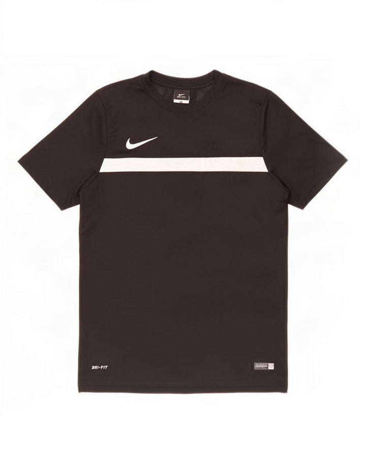 T-shirt Nike da uomo Dri Fit, top in poliestere color block medio nero