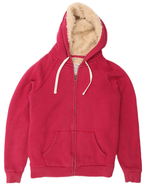 Maglione con cappuccio e zip oversize con grafica da donna Jack Wills UK 10 piccolo rosa