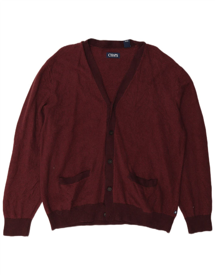 Maglione cardigan da uomo Chaps 2XL in cotone bordeaux
