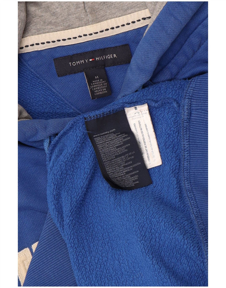 Maglione con cappuccio e zip grafica da uomo Tommy Hilfiger blu medio color block