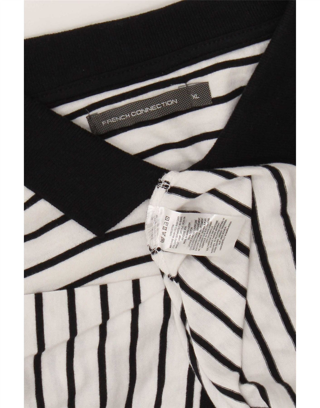 Polo da uomo French Connection XL in cotone gessato bianco