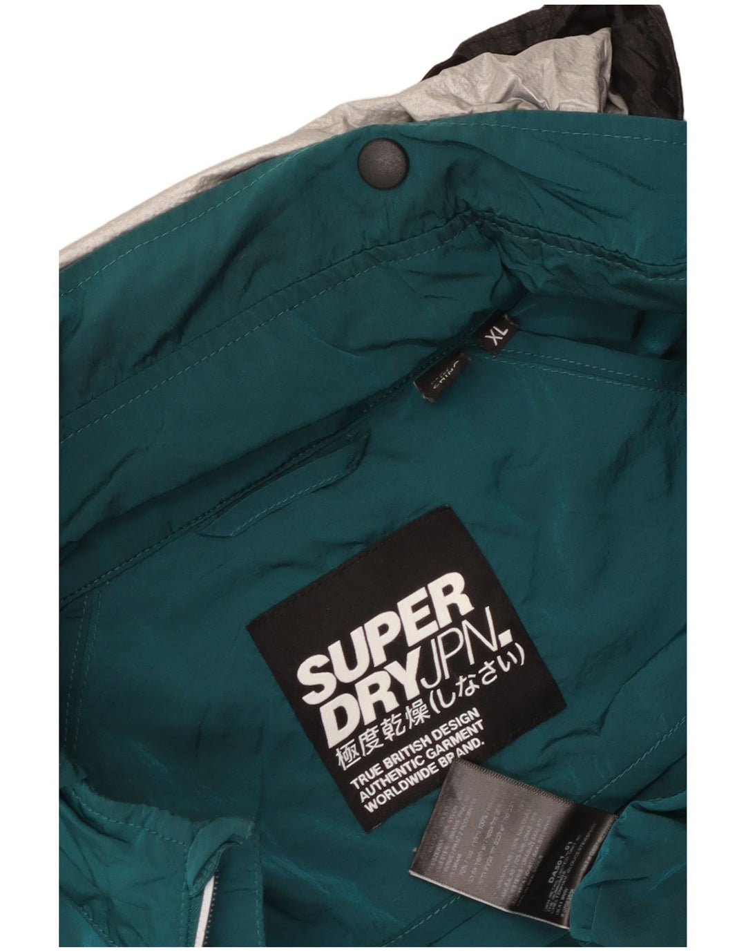 Giacca antipioggia da uomo con cappuccio SUPERDRY UK 42 XL Nylon color block verde