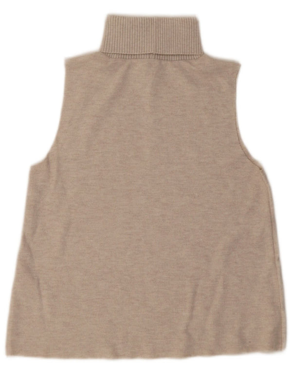 Maglione maglione collo alto senza maniche da donna Zara UK 12 Beige medio