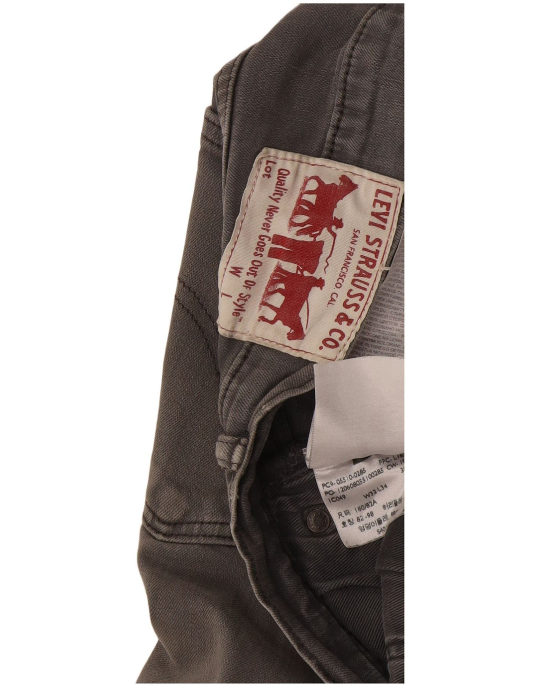 Jeans skinny da uomo Levi's W32 L34 cotone grigio