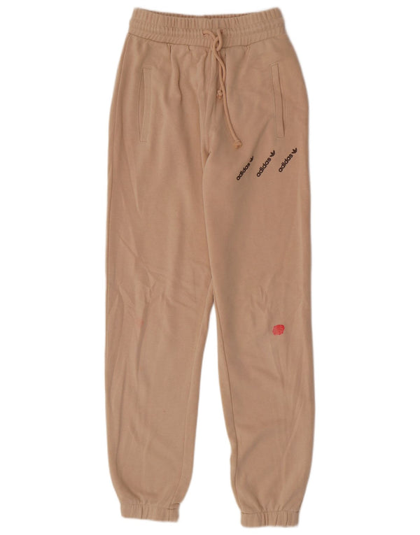 Adidas Pantaloni da tuta con grafica da donna Joggers UK 8 Small Beige Cotton