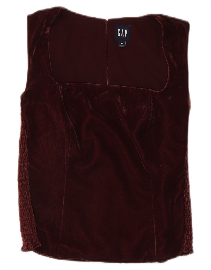 Gap Canotta corta da donna UK 6 XS Bordeaux Poliestere