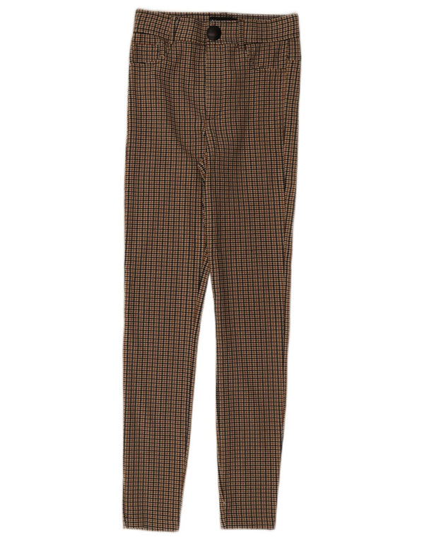 Pantaloni casual slim da donna Zara XS W24 L27 pied de poule marroni