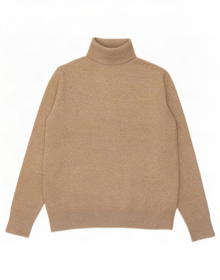 Maglione maglione a collo alto da donna Marks & Spencer UK 10 piccolo poliestere beige