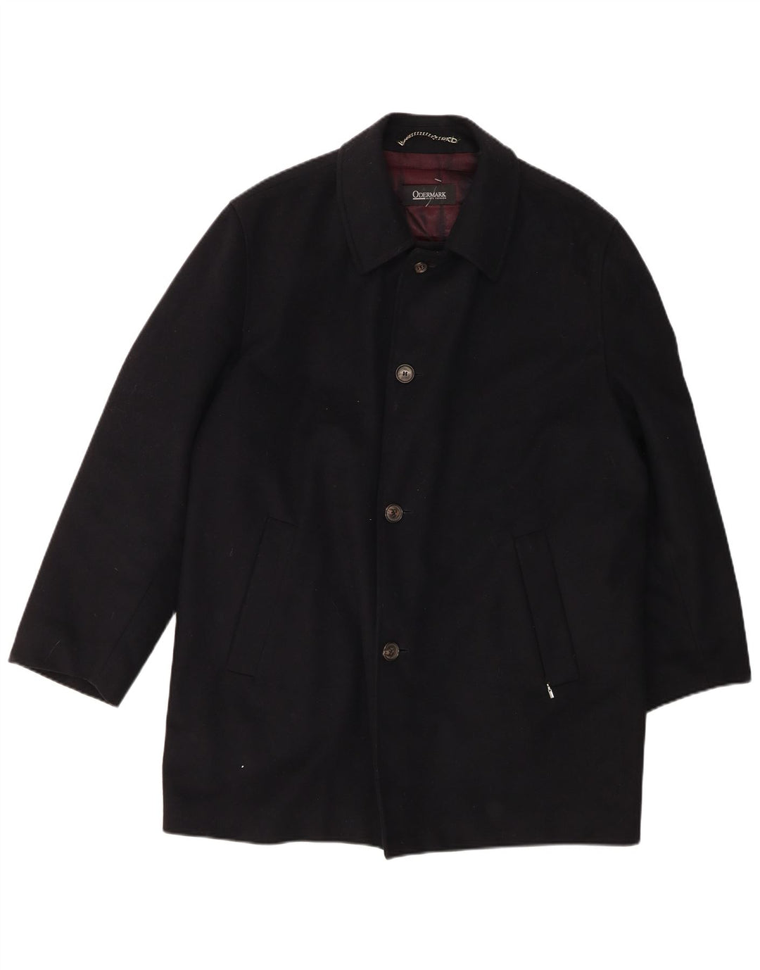 ODERMARK Mens Overcoat EU 50 Large Navy Blue Virgin Wool