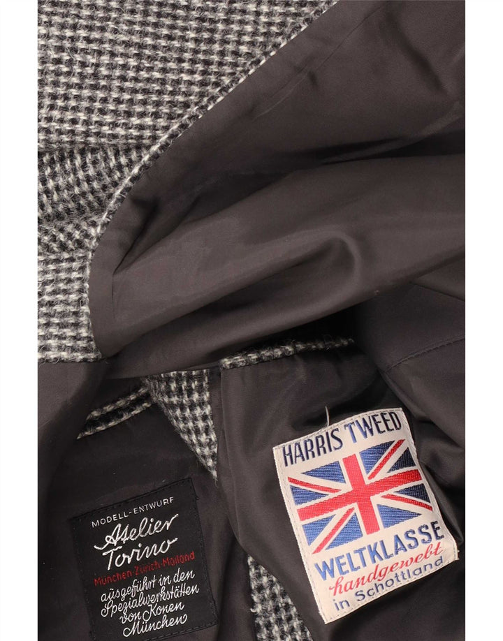 Giacca blazer a 2 bottoni da uomo Harris Tweed UK 38 a quadri grigio medio