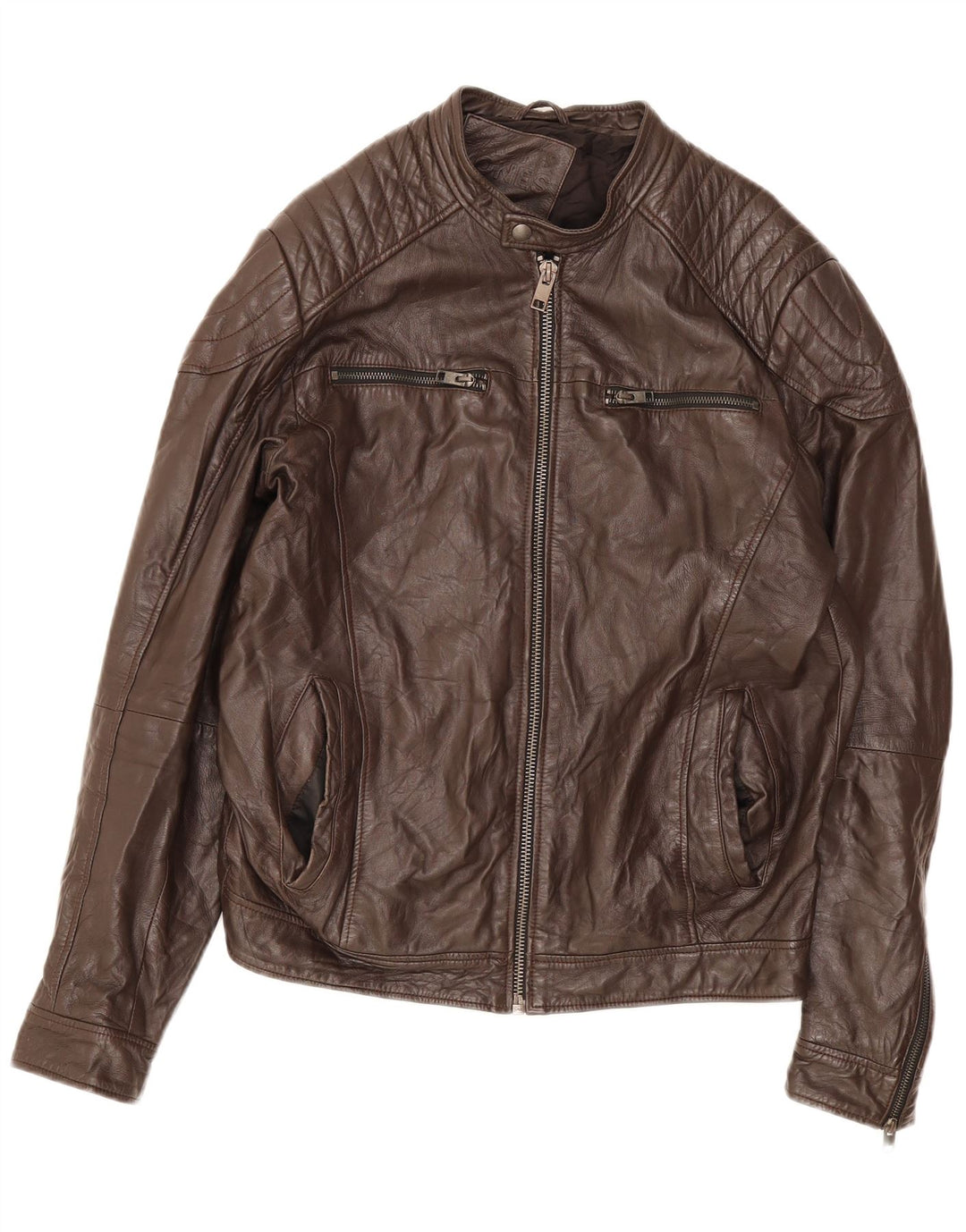 Giacca in pelle da uomo Jack & Jones UK 40 grande marrone