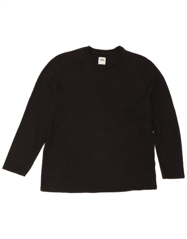 Top Zara da uomo a maniche lunghe grande in cotone nero
