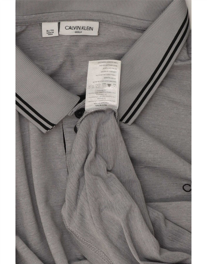 Polo da uomo Calvin Klein XL in poliestere a righe grigie