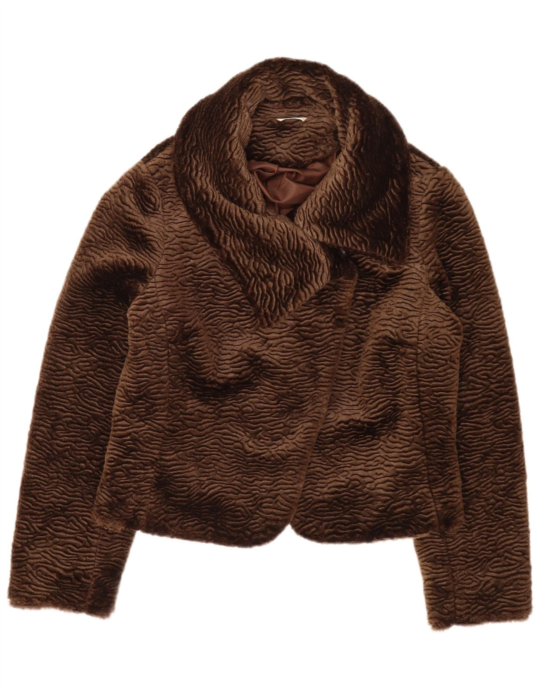 Giacca da donna in pelliccia sintetica Berkertex UK 14 grande acrilico marrone