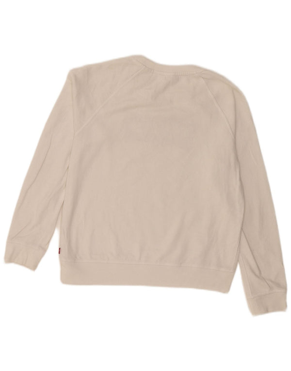 Levi's Donna Felpa Oversize con Grafica Maglione UK 10 Piccolo Bianco