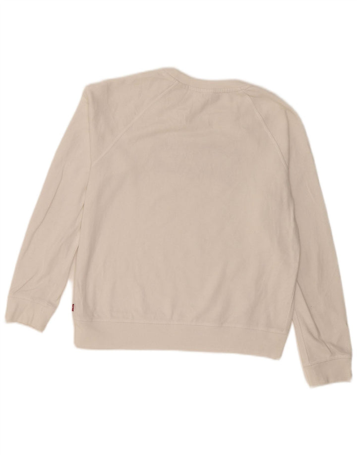 Levi's Donna Felpa Oversize con Grafica Maglione UK 10 Piccolo Bianco