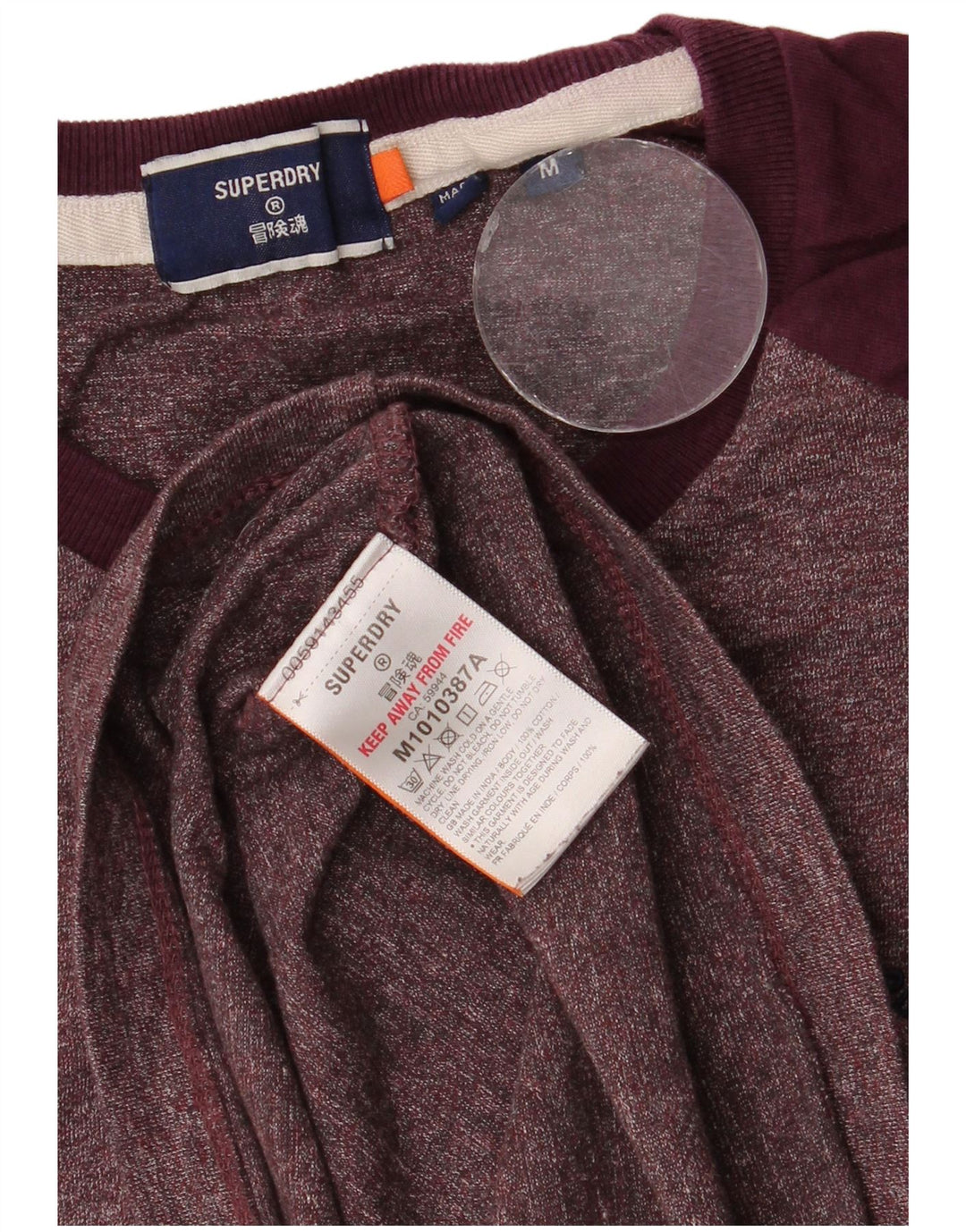 T-shirt da uomo Superdry Top in cotone screziato bordeaux medio